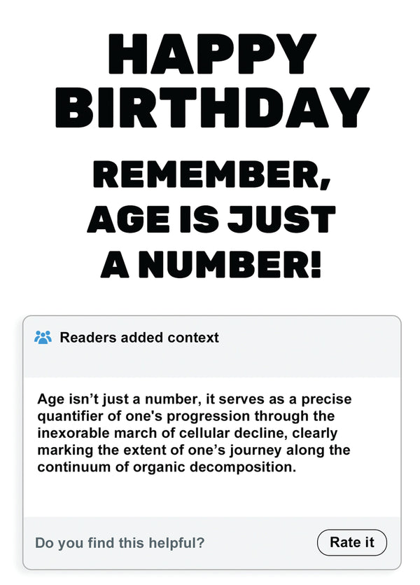 Age Is Just A Number? Card
