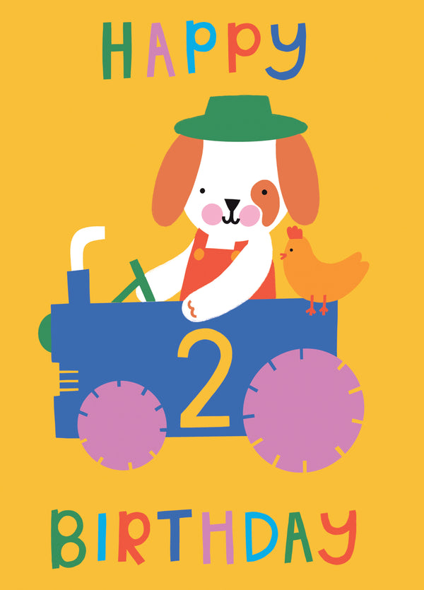 Farmer Dog Age 2 Children's Birthday Card