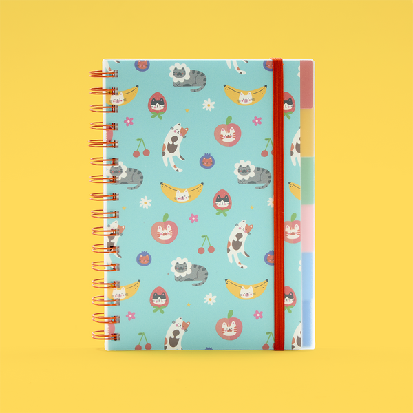 A5 Ringbound Fruit Cats Notebook