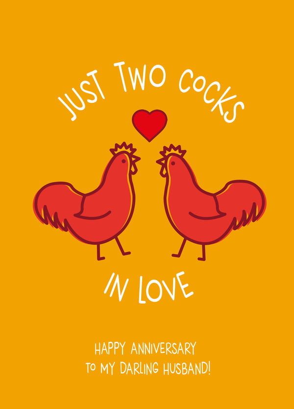 Two Cocks In Love Card