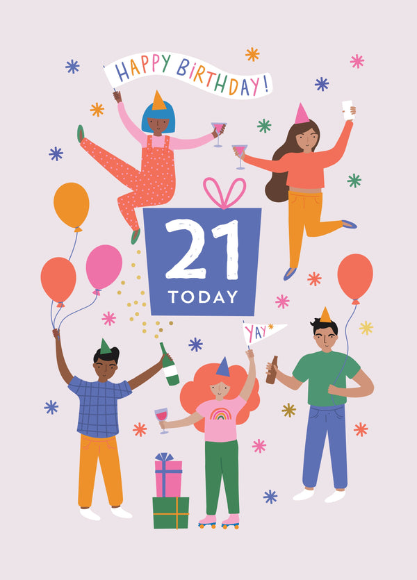21 Today Party People Birthday Card