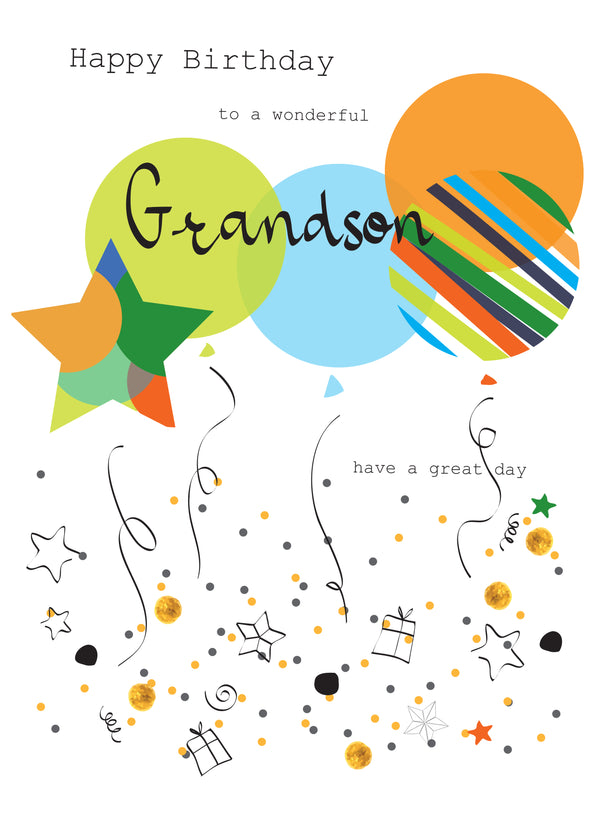 Grandson Birthday Balloons Card