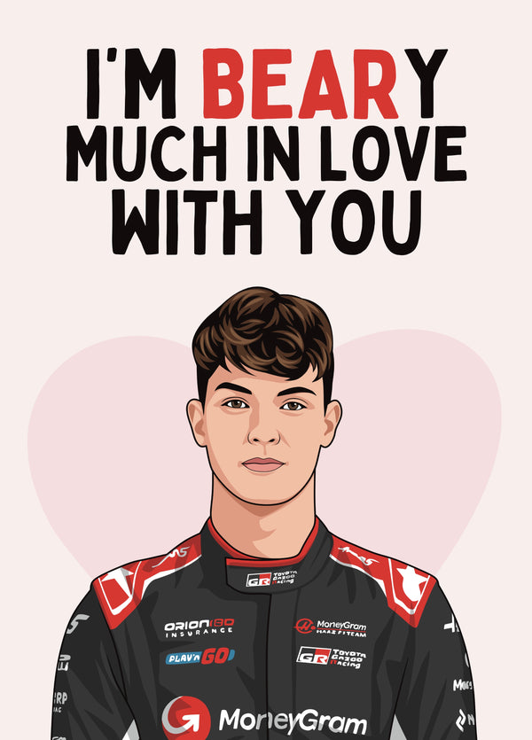 Beary Much In Love With You - F1 Ollie Bearman Love Card