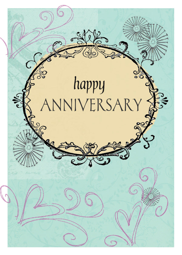 Happy Anniversary Blue Heart Card