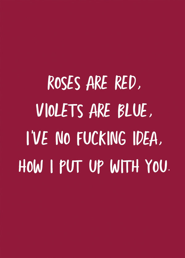 No Fucking Idea How I Put Up With You Card