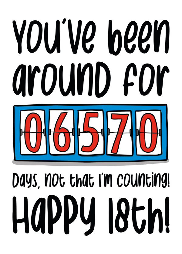 18th Birthday Days Counter Card