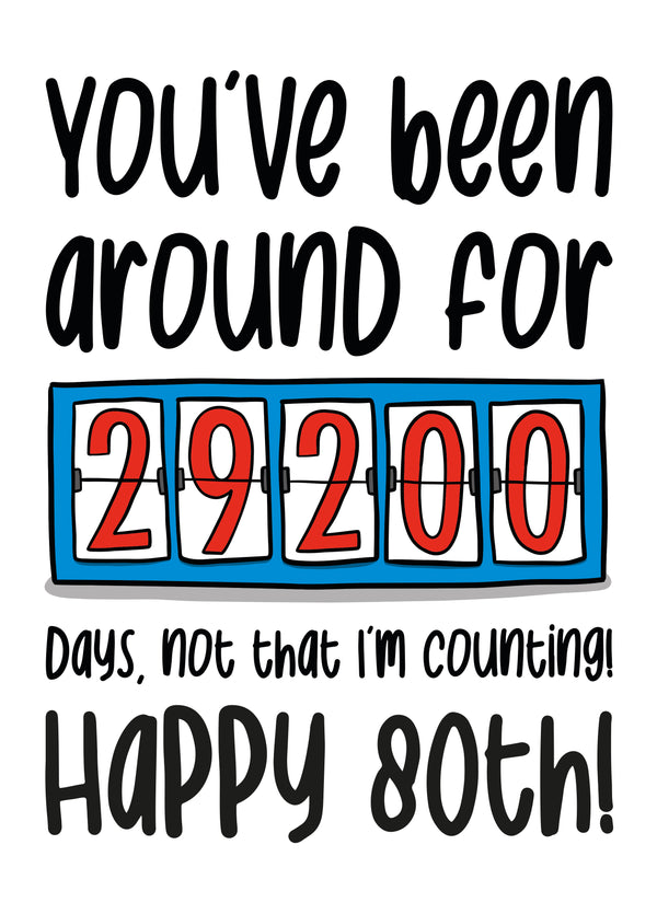 80th Birthday Days Counter Card