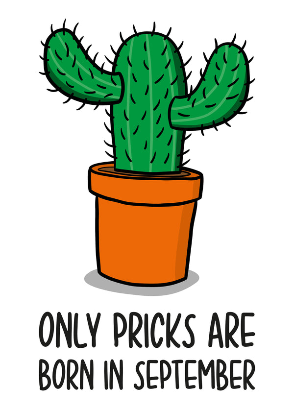 Prick September Birthday Card
