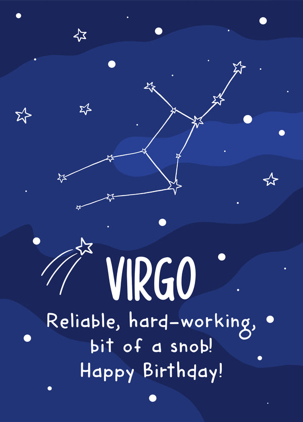 Virgo Rude Star Sign Zodiac Birthday Card