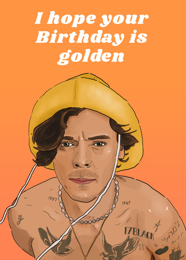 Harry Styles Golden Birthday Card