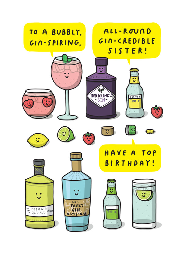 To A Bubbly, Gin-spiring, All-Round Gin-credible Sister Card