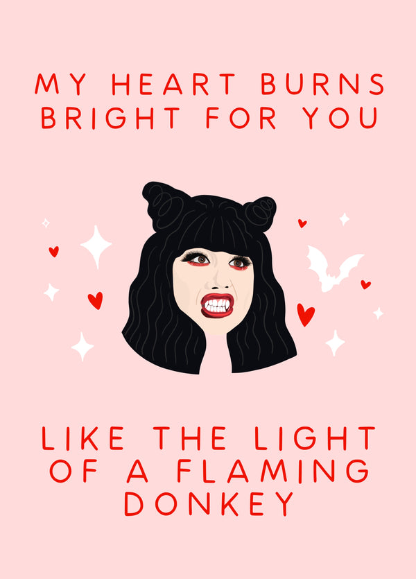 Burning Donkey Love Card