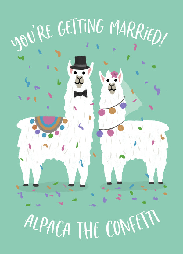 Alpaca The Confetti Wedding Card