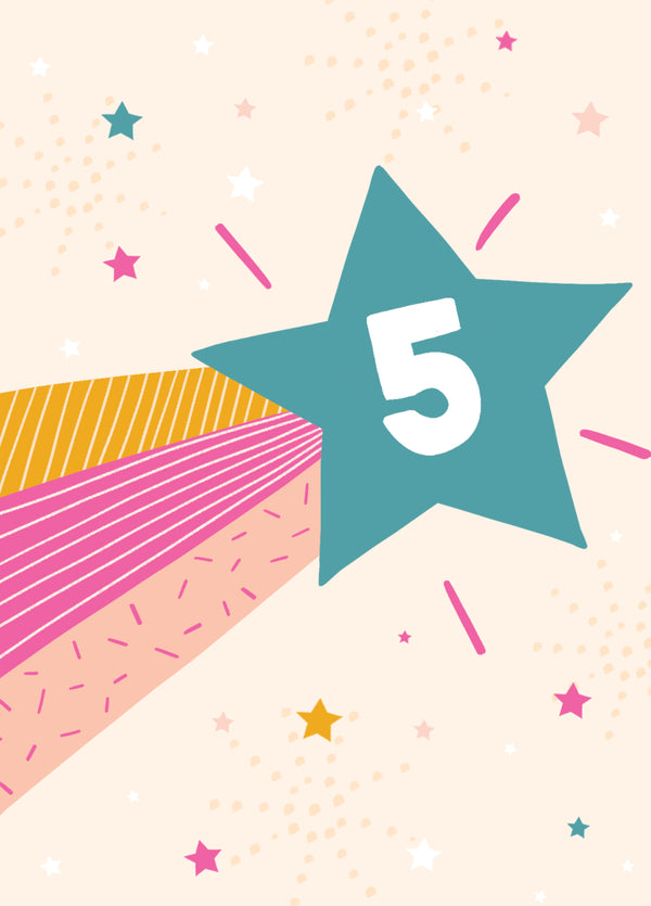 Shooting Star 5th Birthday Card