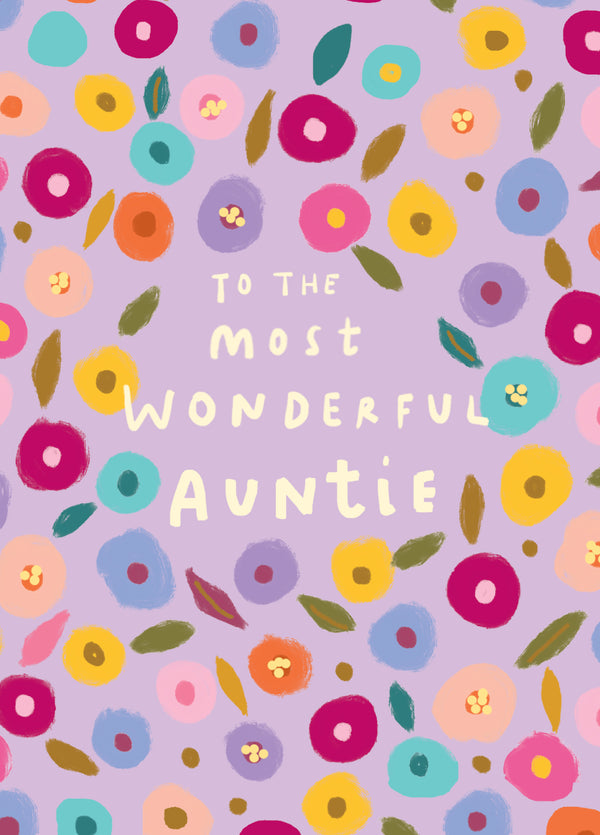 Most Wonderful Auntie Floral Type Card