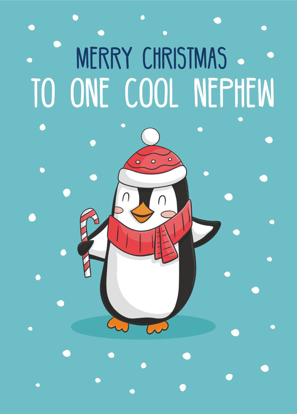 Cool Nephew Penguin Christmas Card