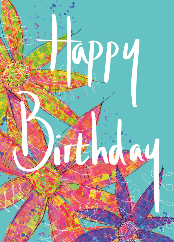 Bright Flower Happy Birthday Card